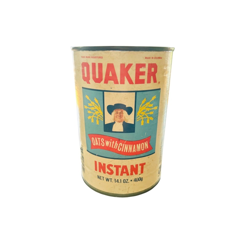 Vtg Quaker Oats Tin Metal 14.1oz Cream Fair Retro Farmhouse Decor 1997 Giveaway